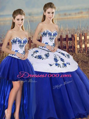 Hot Selling Royal Blue Sleeveless Tulle Lace Up Quinceanera Dresses for Military Ball and Sweet 16 and Quinceanera