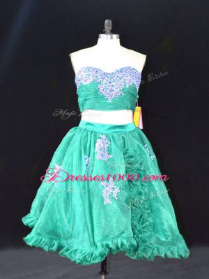 Hot Selling Sleeveless Appliques and Ruffles Zipper Prom Gown