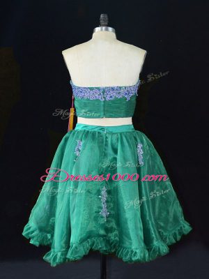 Hot Selling Sleeveless Appliques and Ruffles Zipper Prom Gown