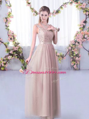 Tulle Half Sleeves Floor Length Dama Dress and Lace and Belt