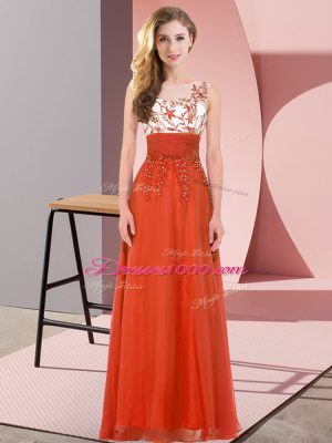 Decent Scoop Sleeveless Chiffon Dama Dress for Quinceanera Appliques Backless