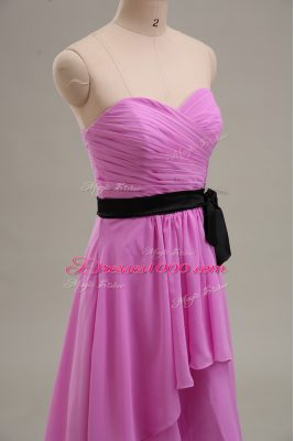 Charming Sweetheart Sleeveless Chiffon Homecoming Gowns Ruching Zipper