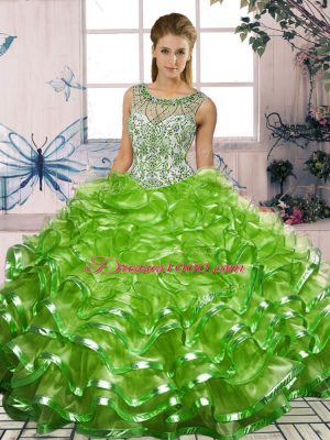 Custom Design Floor Length Quinceanera Dress Scoop Sleeveless Lace Up