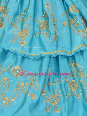 Low Price Sweetheart Sleeveless Lace Up 15 Quinceanera Dress Baby Blue Satin and Organza