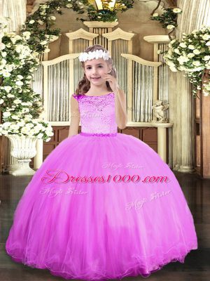 Lilac Zipper Little Girls Pageant Gowns Beading Sleeveless Floor Length