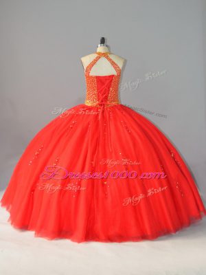 Sleeveless Beading Lace Up 15th Birthday Dress