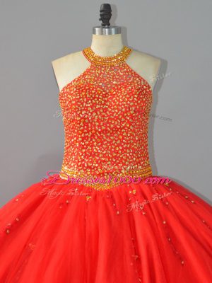 Sleeveless Beading Lace Up 15th Birthday Dress