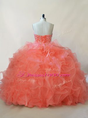 Sleeveless Lace Up Floor Length Beading and Ruffles Quinceanera Gowns
