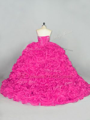 Organza Sleeveless 15 Quinceanera Dress Brush Train and Beading and Ruffles