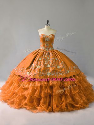 Fashion Sleeveless Embroidery and Ruffles Lace Up Sweet 16 Dresses