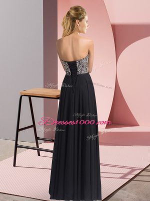 Sweetheart Sleeveless Lace Up Evening Dress Brown Chiffon