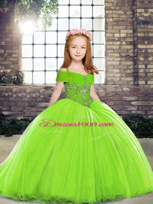 Amazing Lace Up Evening Gowns for Party and Sweet 16 and Wedding Party with Beading Brush Train