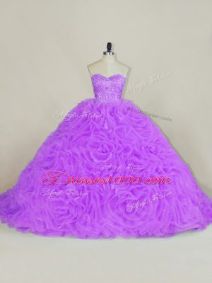 Exquisite Ball Gowns Sleeveless Lavender Vestidos de Quinceanera Court Train Lace Up