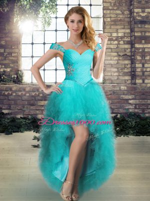 Tulle Sleeveless Floor Length Quince Ball Gowns and Beading and Ruffles