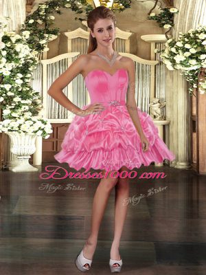 Rose Pink Sweetheart Lace Up Ruffled Layers and Pick Ups Sweet 16 Dress Sleeveless