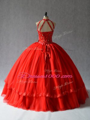 Fantastic Tulle Sleeveless Floor Length Quinceanera Gowns and Appliques