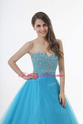 Floor Length Ball Gowns Sleeveless Baby Blue Sweet 16 Dresses Lace Up