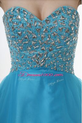 Floor Length Ball Gowns Sleeveless Baby Blue Sweet 16 Dresses Lace Up