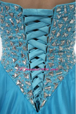 Floor Length Ball Gowns Sleeveless Baby Blue Sweet 16 Dresses Lace Up