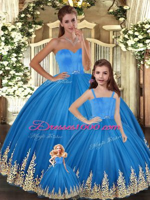 Exquisite Tulle Sleeveless Floor Length Quinceanera Gowns and Embroidery