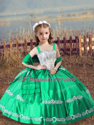 Turquoise Sleeveless Floor Length Beading and Embroidery Lace Up Pageant Dress Wholesale