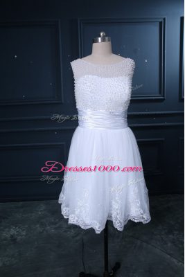 Sexy Lace Up Wedding Gowns White for Wedding Party with Beading and Lace