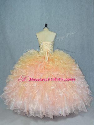 Most Popular Floor Length Multi-color Ball Gown Prom Dress Sweetheart Sleeveless Lace Up