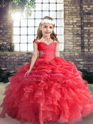 Straps Sleeveless Organza Teens Party Dress Beading Lace Up
