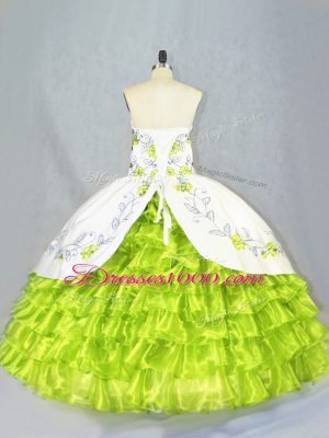 Floor Length Ball Gown Prom Dress Organza Sleeveless Embroidery and Ruffled Layers