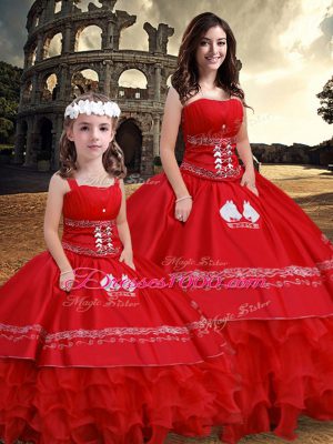 Captivating Sleeveless Embroidery and Ruffles Lace Up Quinceanera Gowns