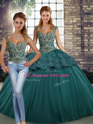 Colorful Sleeveless Lace Up Floor Length Beading and Appliques Sweet 16 Quinceanera Dress