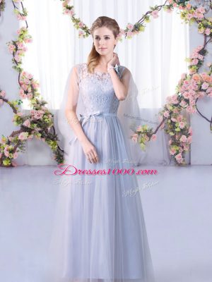 Elegant Scoop Sleeveless Tulle Dama Dress Lace Lace Up