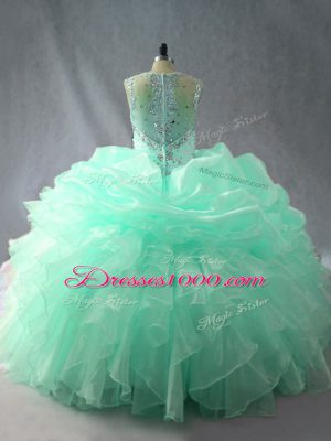 Graceful Apple Green Sleeveless Beading and Ruffles and Pick Ups Floor Length Quinceanera Dresses