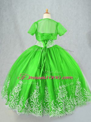 Spaghetti Straps Lace Up Beading and Embroidery Pageant Dress Toddler Sleeveless