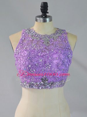 Simple Lavender Scoop Zipper Beading and Ruffles Quinceanera Dresses Sleeveless