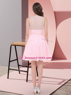 Flirting Chiffon Scoop Sleeveless Side Zipper Beading Damas Dress in Baby Pink