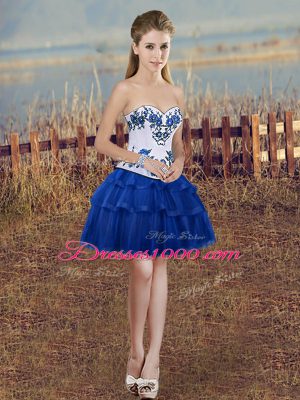 Wonderful Ball Gowns Quinceanera Gown Royal Blue Sweetheart Tulle Sleeveless Floor Length Lace Up