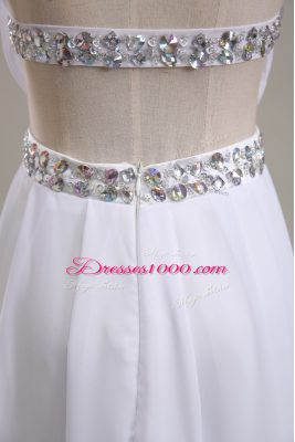 Floor Length White Wedding Gown Chiffon Sleeveless Beading