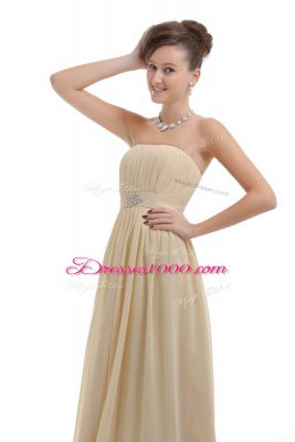 Lace Up Dress for Prom Light Yellow for Prom and Party and Military Ball with Beading and Ruching