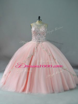 Super Lace Up Quinceanera Dresses Peach for Sweet 16 and Quinceanera with Beading