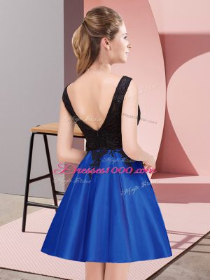 Scoop Sleeveless Satin Damas Dress Lace Zipper