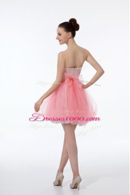 Shining Lace and Appliques Prom Party Dress Baby Pink Zipper Sleeveless Mini Length