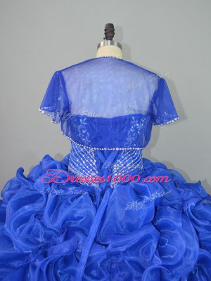 Sleeveless Brush Train Beading and Pick Ups Lace Up Sweet 16 Quinceanera Dress