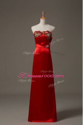 Extravagant Red Sweetheart Neckline Beading and Appliques Juniors Evening Dress Sleeveless Lace Up