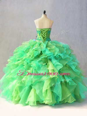 Multi-color Sweetheart Neckline Beading and Ruffles 15 Quinceanera Dress Sleeveless Lace Up