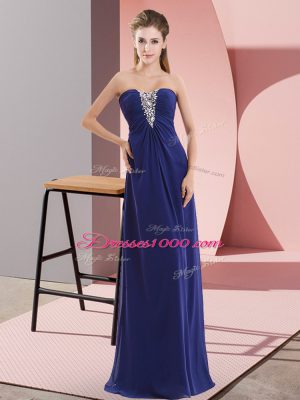 Artistic Royal Blue Zipper Sweetheart Beading Prom Dress Chiffon Sleeveless
