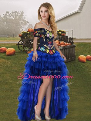 Charming Sleeveless Lace Up Floor Length Embroidery and Ruffled Layers Quinceanera Dresses