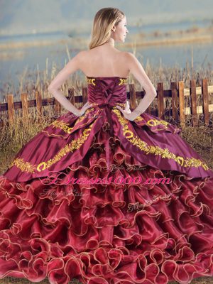 Customized Purple Sweetheart Lace Up Embroidery and Ruffled Layers Sweet 16 Quinceanera Dress Sleeveless