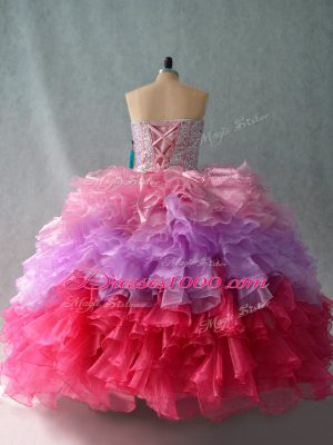 Sumptuous Floor Length Multi-color Quince Ball Gowns Sweetheart Sleeveless Lace Up