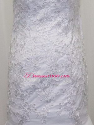 White Mermaid Lace Bridal Gown Side Zipper Tulle Sleeveless